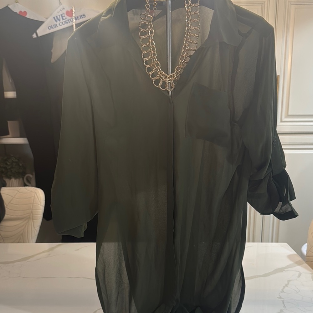 Cleo Black Sheer 3/4 Sleeve Blouse